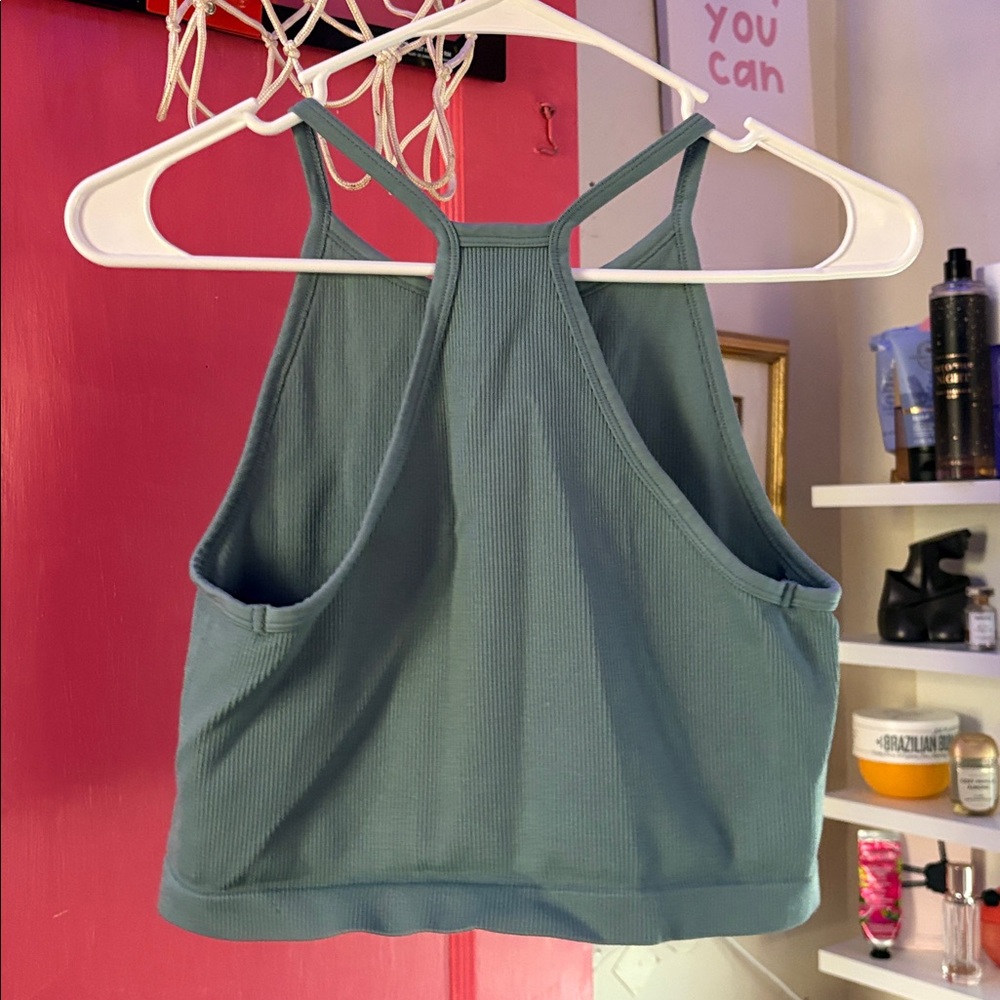 Women's Teal Ribbed Tank Top - Picture 3 of 3